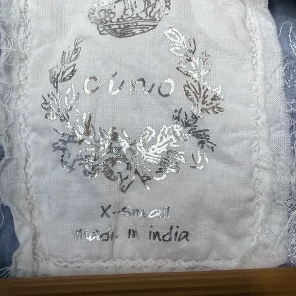 Cino Mimosa Vintage Blue Embroidered Button Down Shirt XS Quiet Luxury Capsule - Picture 8 of 10